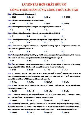 Trắc nghiệm Hóa học 11 - Bài 24 Luyện tập Hợp chất hữu cơ công thức phân tử và công thức cấu tạo
